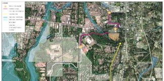 Map shows proposed trail alignment being considered by Fayetteville. Graphic/City of Fayetteville.