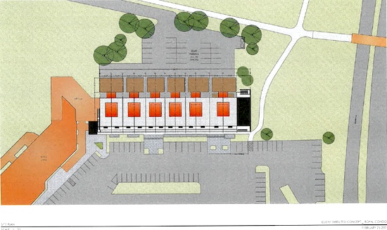 Overview drawing of 12 condos and parking. Graphic/ Peachtree City Planning Commission.