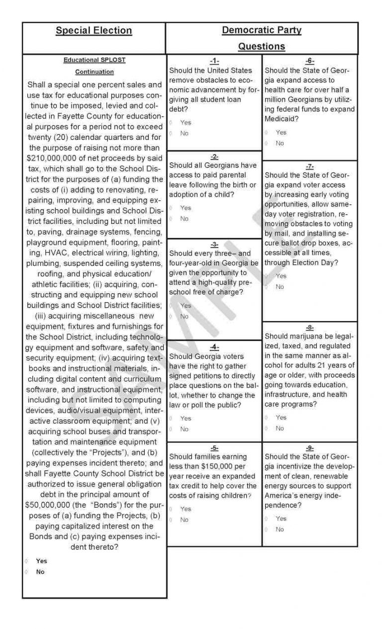 Early Voting Underway In Fayette County — Here Are Sample Ballots - The ...