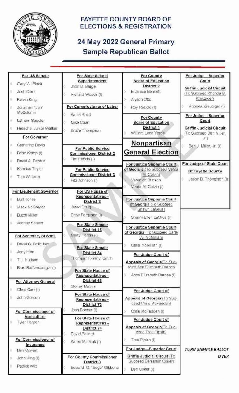 Early voting underway in Fayette County — Here are sample ballots The