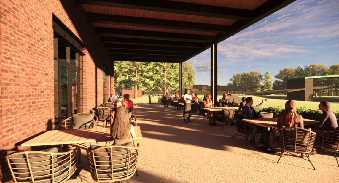 The ground floor patio of the rebuilt Partners II Pizza. Photo/City of Peachtree City.