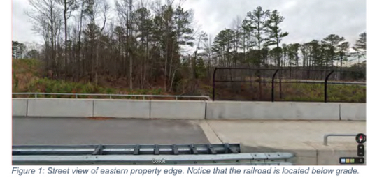 View of site from railroad bridge of MacDuff Parkway site. Photo/City of Peachtree City.