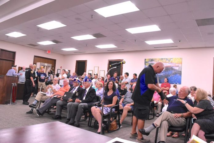 Part of the standing-room-only crowd at the July 12 Peachtree City Council meeting. Photo/Cal Beverly.