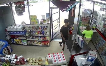 Suspect enters convenience store. Photo/Fayette County Sheriff's Office