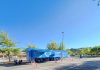 Walmart's Big Blue mobile pharmacy is shown set up in a Walmart parking lot. Photo/Walmart.