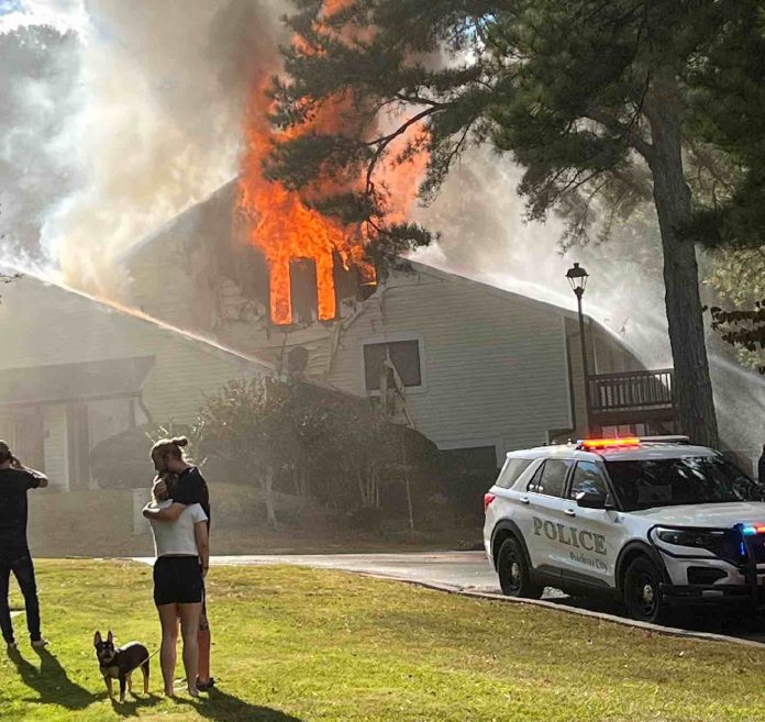 The four condos in a residential building at Twiggs Corner suffered heavy fire damage in a Tuesday afternoon blaze. There were no injuries from the fire. Photo/Peachtree City Fire Rescue.