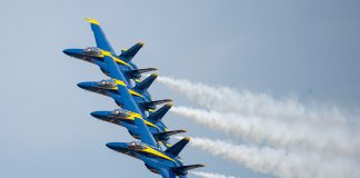 U.S. Navy Blue Angels in formation. Photo/U.S. Navy.