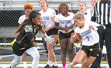 Girls flag football is bringing the game to a whole new batch of student-athletes at three Fayette high schools. Photo/Fayette County School System.