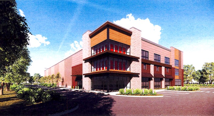 Rendering of self-storage building proposed for the site at Hwy. 54 and Tyrone Road.
