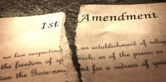 The First Amendment of the US Constitution. Shutterstock image.