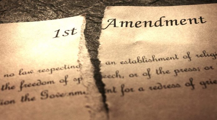 The First Amendment of the US Constitution. Shutterstock image.