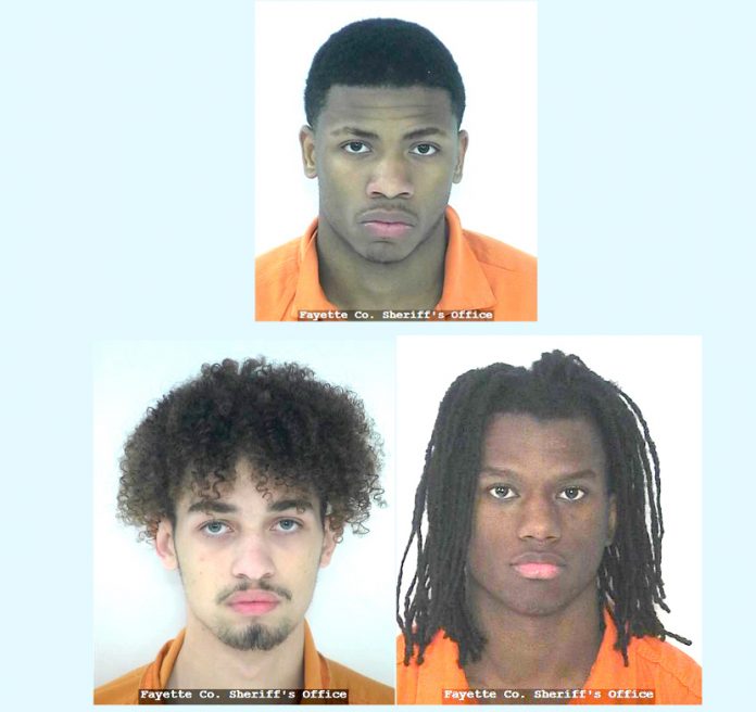 Top, Jacobean Brown; bottom left, Yeshua Mathis; bottom right, Justus Smith. Photos/Fayette County Jail.