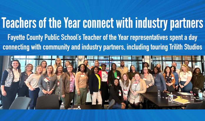 Fayette County Public School’s Teacher of the Year representatives spent a day connecting with community and industry partners, including a tour of Trilith Studios. Photo/Fayette County School System.