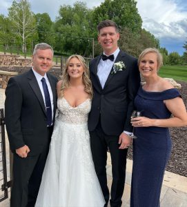 Joe and Mary Catherine Domaleski stand with their daughter Tori and new son-in-law Jake on her wedding day. 6/10/23. Photo/Alex Domaleski