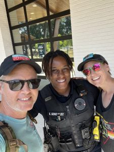 Joe and Mary Catherine with Fayetteville Police Officer Kathryn Johnson Gonzalez. Photo/Joe Domaleski