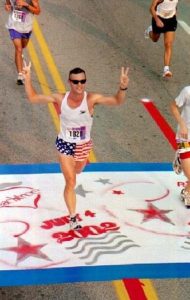 The author as a much younger, faster runner back in 2002. Photo/Marathon Photo