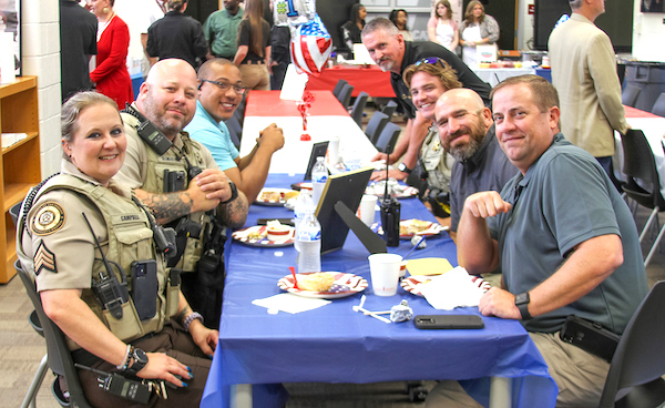 Fayette's first responders enjoy a meal in their honor at Whitewater High School. Photo/Fayette School System.