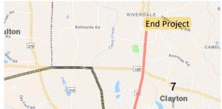 Map of 6-lane road widening project on Ga. Highway 85 leading into Clayton County. Graphic/Fayette County