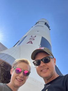The author Joe Domaleski and his wife Mary Catherine at the Rocket Center in Huntsville, Alabama.  They're probably not thinking about rejection, but this picture does match the title of the article. Photo/Joe Domaleski