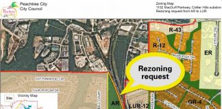 Rezoning area shown on map from Peachtree City.