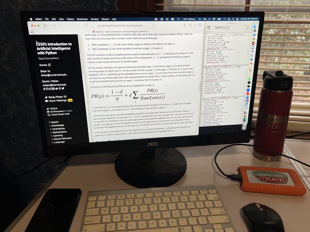 In the home office keeping my skills sharp by working on a Google PageRank project for a class in developing AI applications. Photo/Joe Domaleski