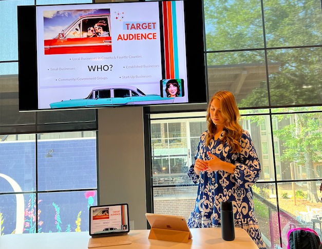 CFC Digital Marketing Coordinator Christina Colantonio leads a discussion about target markets during a company strategy session at Trilith. Photo/Joe Domaleski
