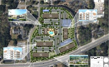 Layout of 273-unit apartment complex proposed for east Fayetteville. Graphic/City of Fayetteville.