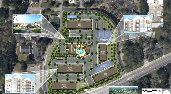 Layout of 273-unit apartment complex proposed for east Fayetteville. Graphic/City of Fayetteville.