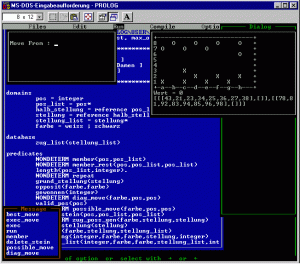Example Turbo Prolog source code running on MS-DOS. Photo/Frank Bergmann, CC-BY-SA-4.0