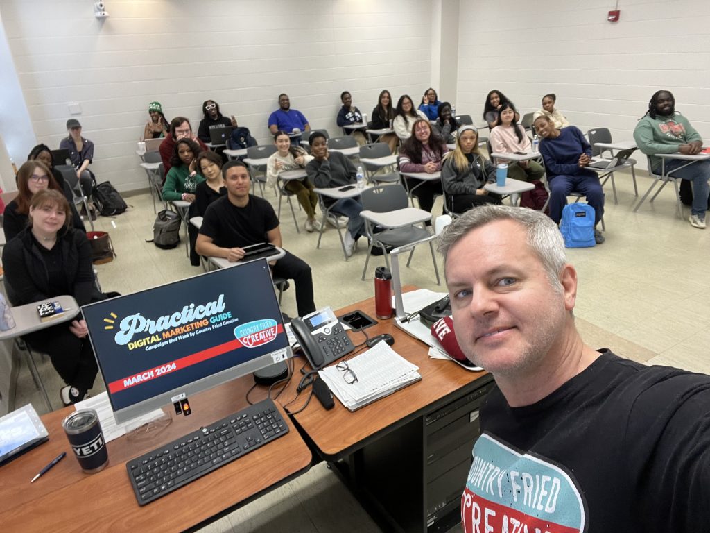 A dream come true. It only took 30 years, but I finally got to return to GSU to teach college in March 2024. Thanks to Matt Bramblett and the Robinson College of Business for the opportunity to teach digital marketing to this group of future entrepreneurs. Photo/Joe Domaleski