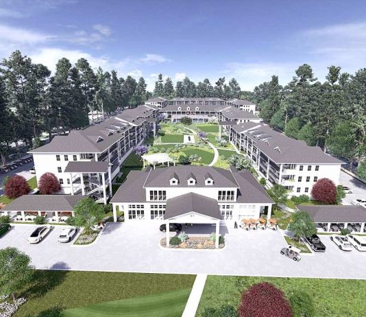 Rendering of proposed 175-apartment complex adjacent to Crown Plaza Conference Center at 201 Aberdeen Parkway in Peachtree City. Graphic/Peachtree City Planning Commission.