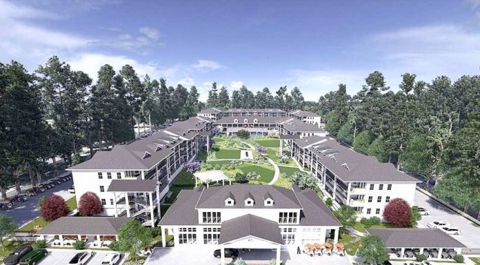 Rendering of proposed 175-apartment complex adjacent to Crown Plaza Conference Center at 201 Aberdeen Parkway in Peachtree City. Graphic/Peachtree City Planning Commission.