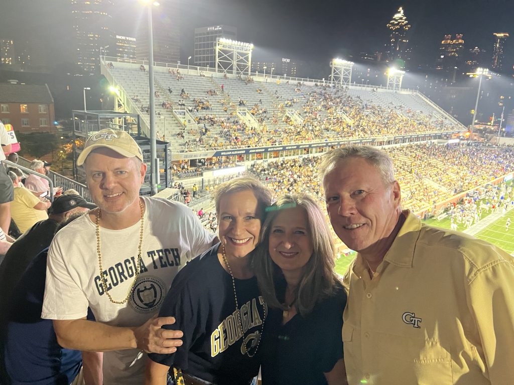 Joe & Mary Catherine Domaleski catch up with Lee & Jim Glover. Joe went to North Georgia College (UNG) with them back in the 80's. Photo/Joe Domaleski